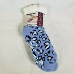 New Muk Luks Women's Cabin Socks 2 Pair Pack L/XL 8/10 Blue Plaid Animal Print